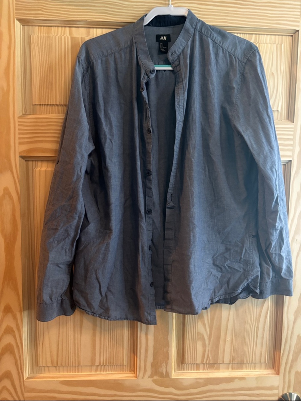 3 for $16! H&M Men's slate blue Button-Up Shirt